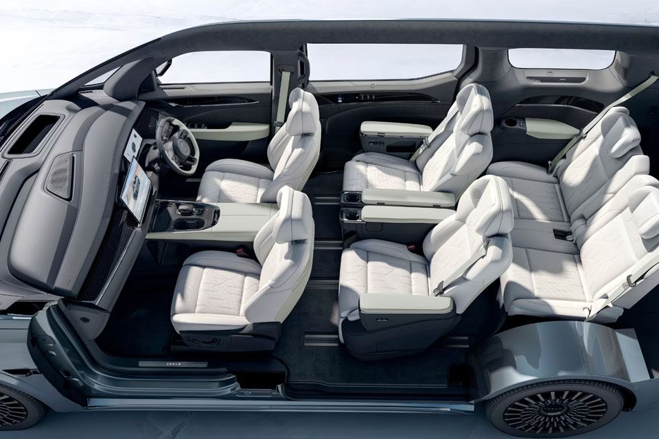X-Ray view of a 6-seat layout Zeekr 009