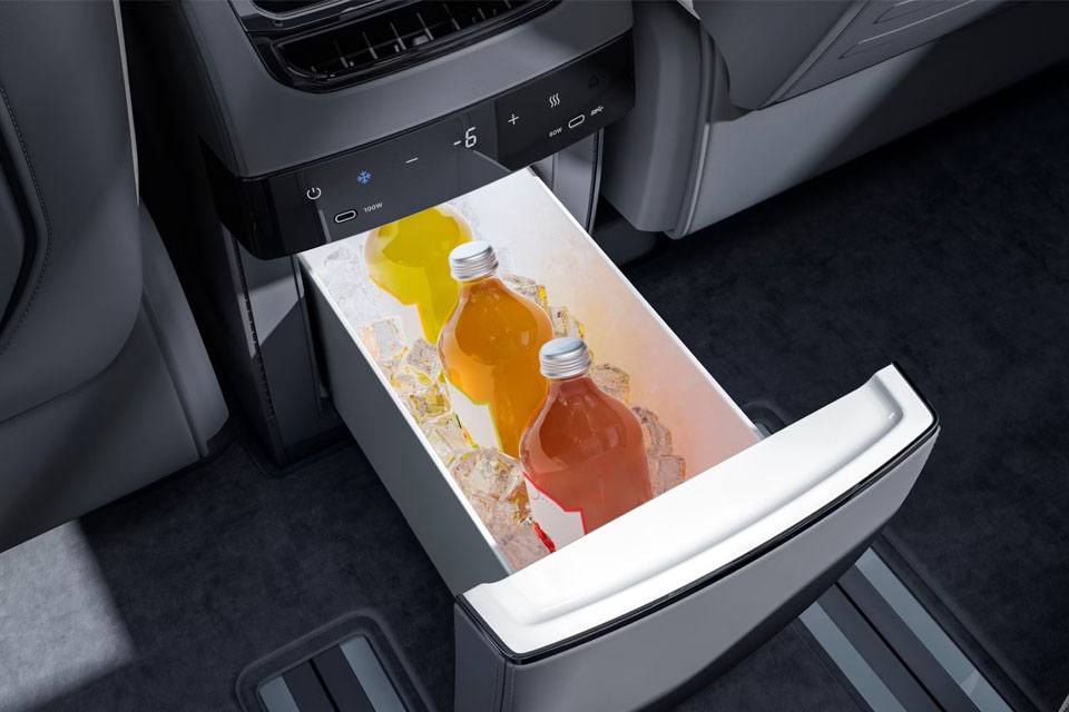 Fridge in the rear of a Zeekr MPV