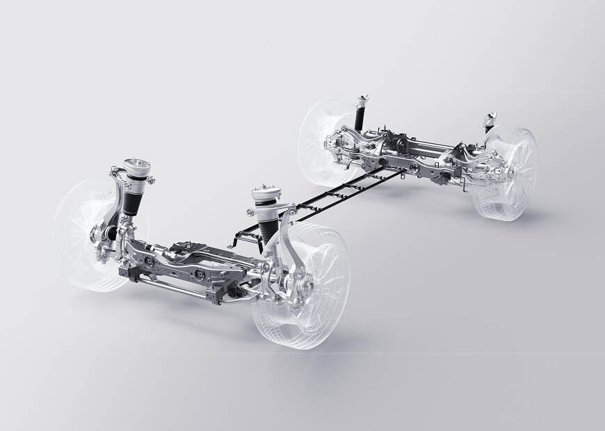 3D x-ray render of air suspension in a Zeekr