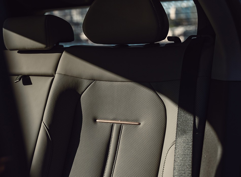 Close-up of black upholsery in a Zeekr EV