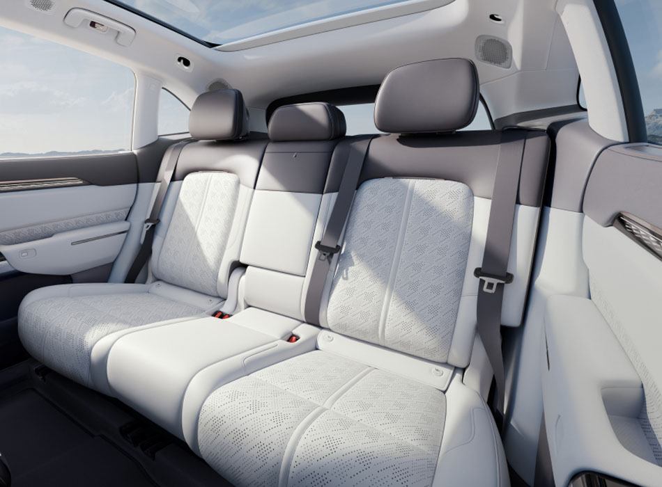 White leather rear seats in a Zeekr SUV