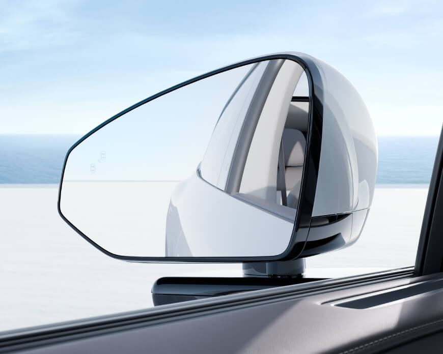 Close up of a side mirror of a Zeekr 7x