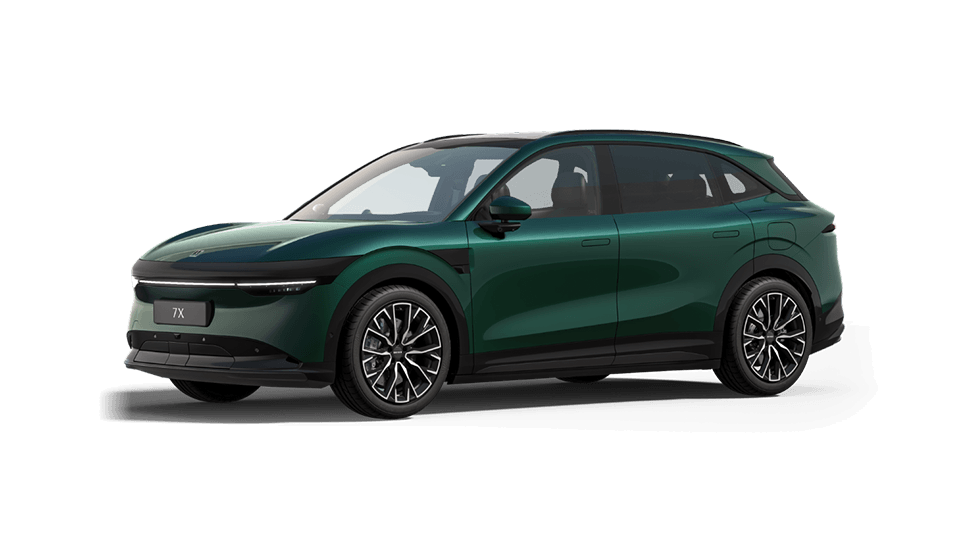 Front 3/4 render of a Zeekr Forest Green paint finish