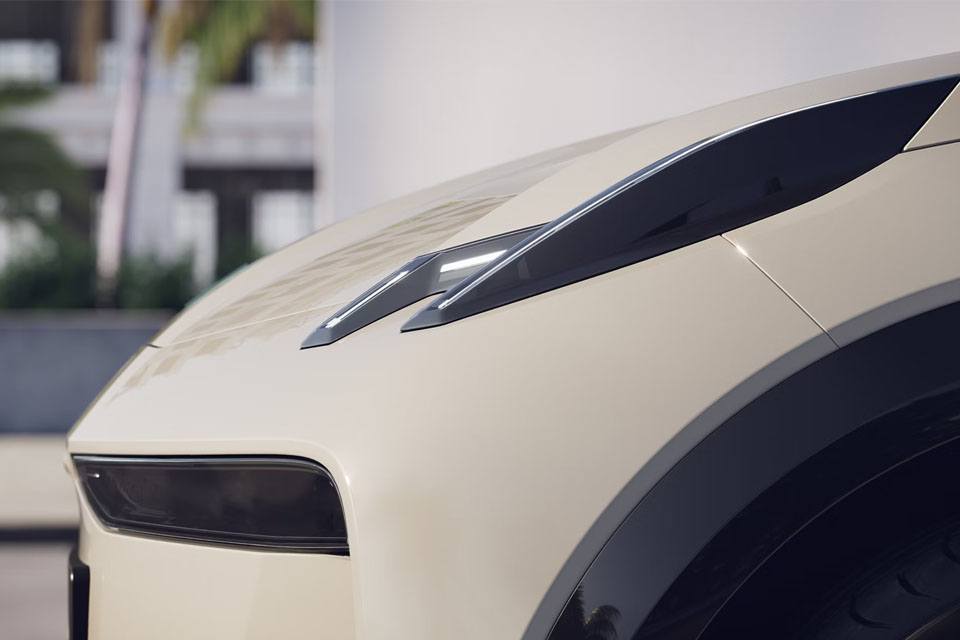 Close up of the side of a Zeekr X headlight