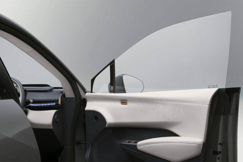 Rear angle photo of a Grey Zeekr X's taillights