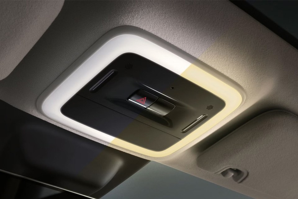 Close up of a reading light in a car