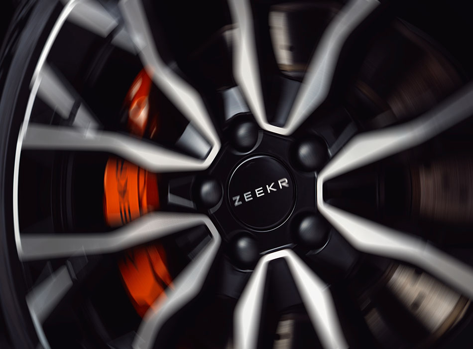 Close up of a spinning Zeekr wheel